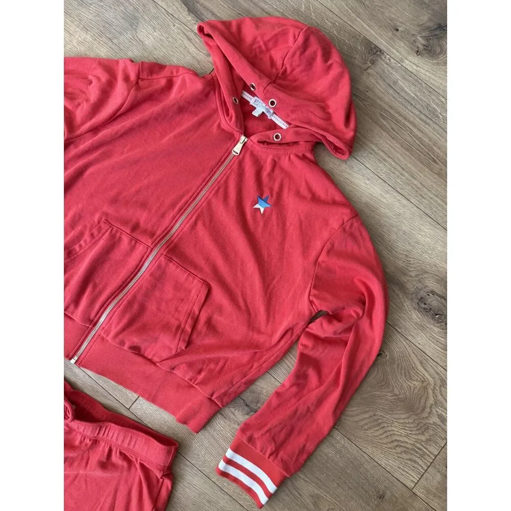 P.J. SALVAGE L red white blue americana pajama set zipper jacket star set hoodie